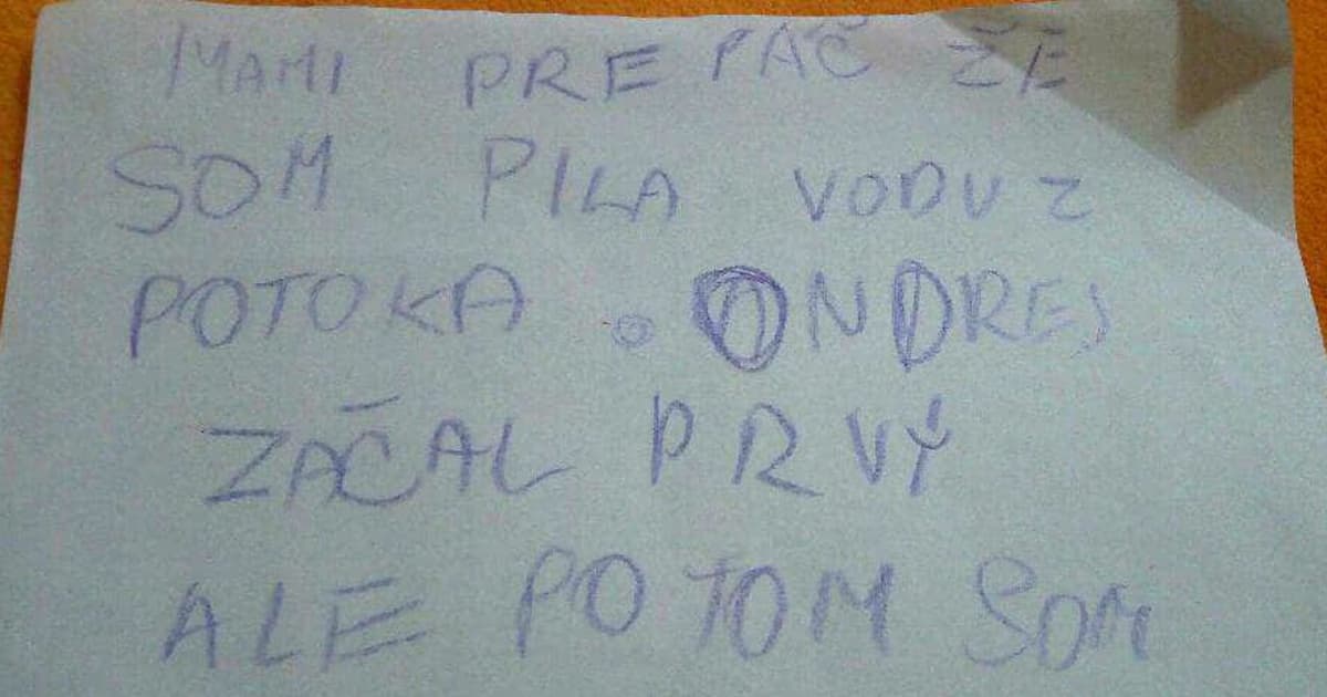 Bola smädná, tak sa napila vody z potoka. Potom mame napísala list.
