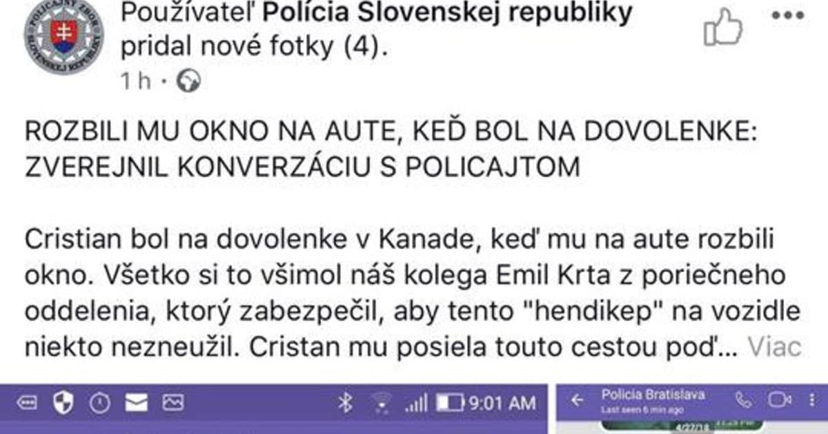 Kristiánovi rozbili okno na aute. To, čo urobil tento slovenský policajt, si zaslúži veľký rešpekt!