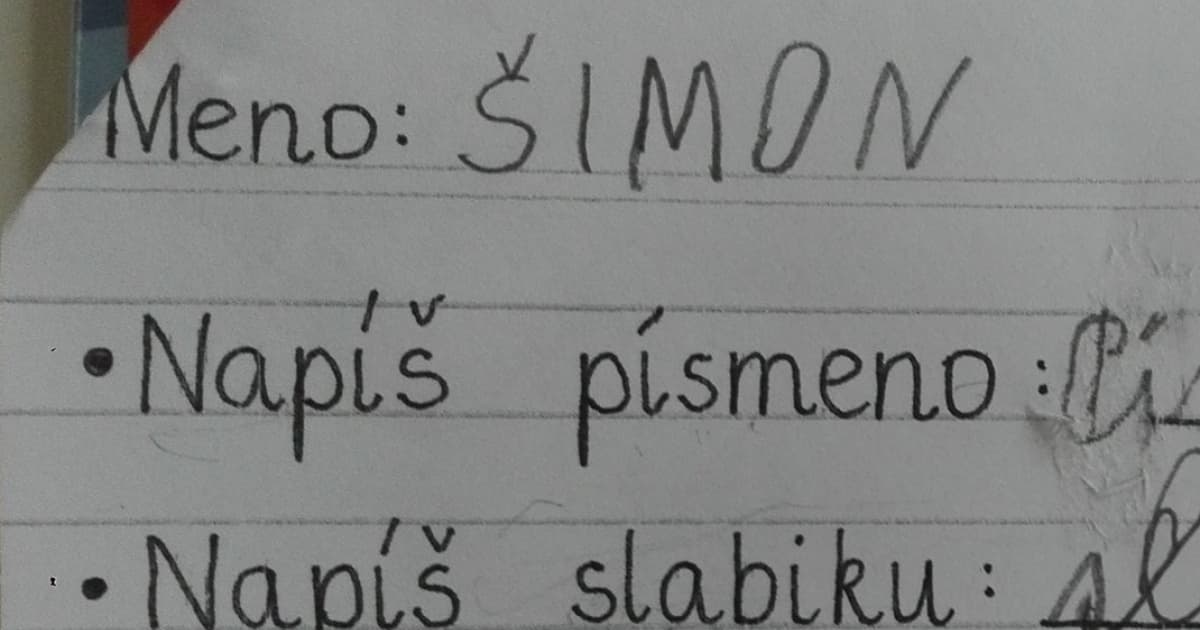 Prvák Šimon a jeho písomka. Asi chcel byť medzi prvými