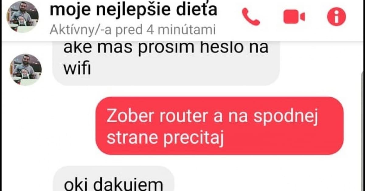 Písal jej syn, že chce heslo od WiFi. Vznikla z toho vtipná konverzácia