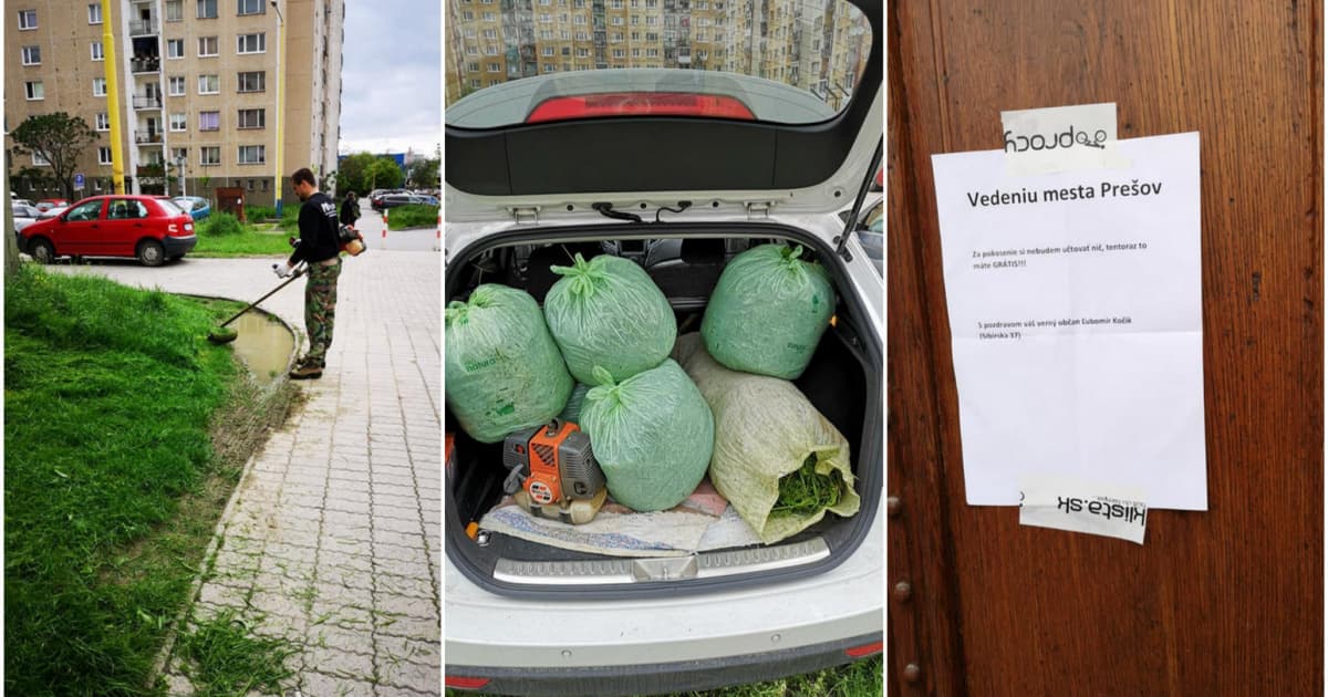 Prešovčan pokosil okolo svojej bytovky a odniesol to pred úrad. Chcel poukázať na problém!