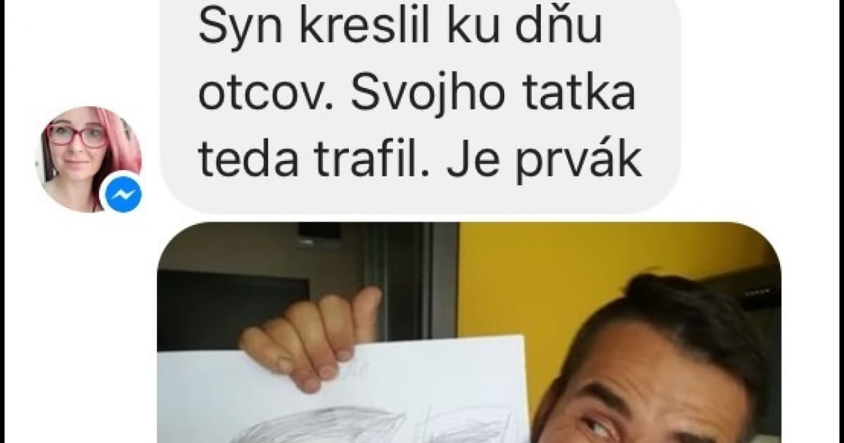 Prváčik nakreslil svojho ocina ku Dňu otcov. Akoby mu z oka vypadol!