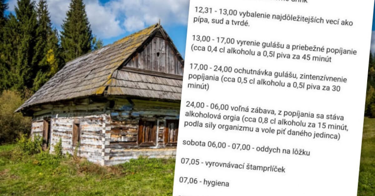 Kamarát ich pozval na chatu, pripojil aj vtipný časový harmonogram