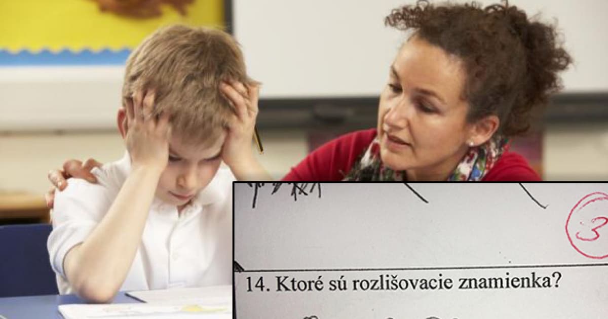 Malý tretiak zo základnej školy pri Trnave mal označiť rozlišovacie znamienka. Vyriešil to po svojom