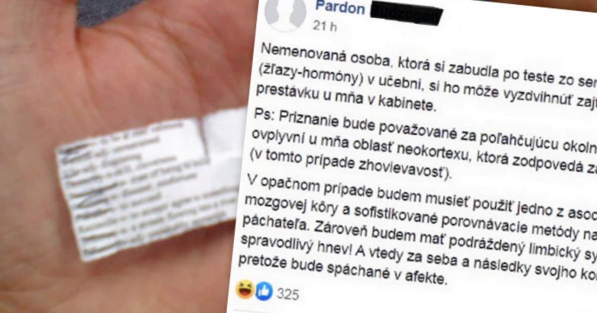 Profesor našiel po skúške ťahák. Napísal status, ktorý sa stal hitom celej školy!
