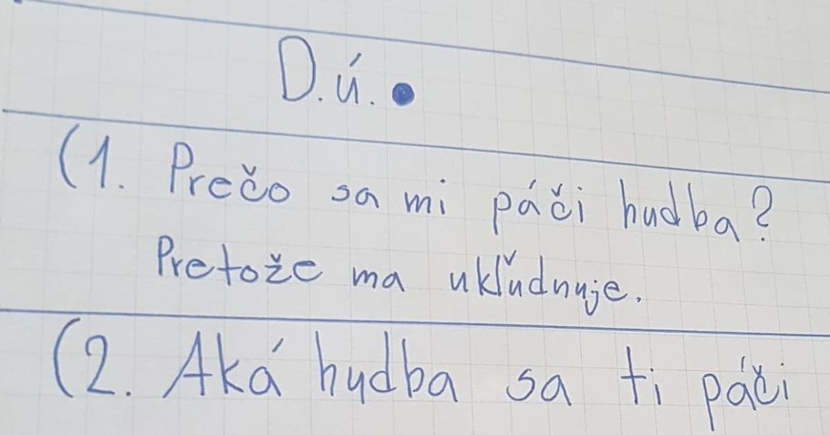 Za úlohu mala odpoveď na otázky o hudbe. Tie odpovede nám urobili deň!