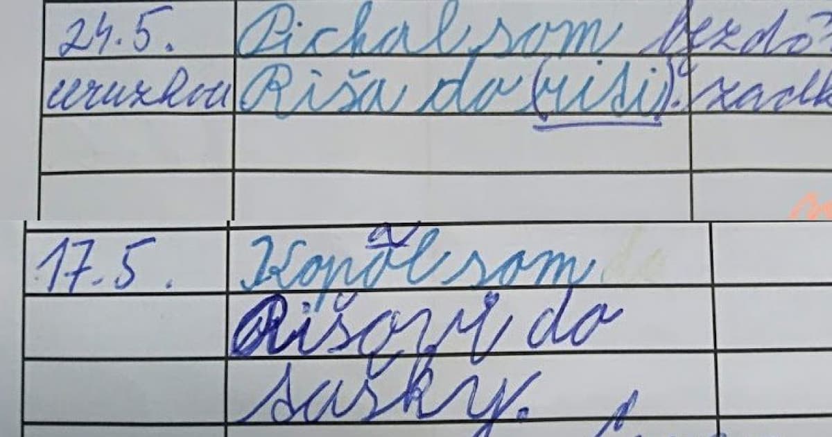 Poznámku si napísal sám. Učiteľka mu ju opravila. O pár dní prišiel s ďalšou