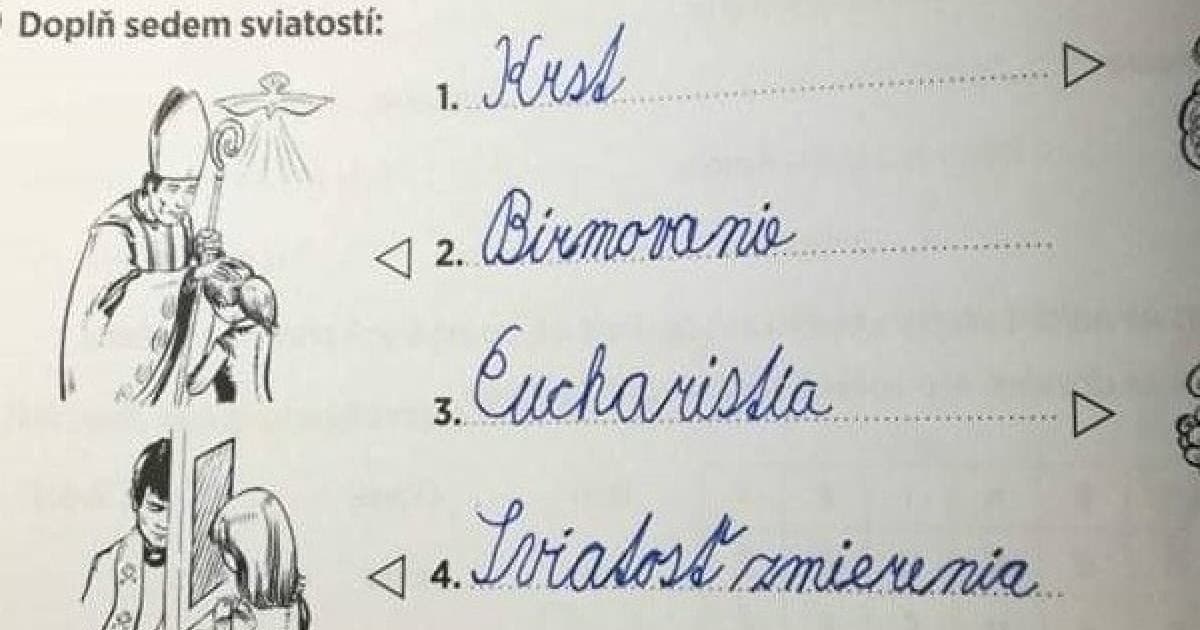 Ako mal Fifo z 3.C doplniť sedem sviatostí. Toto ti urobí náladu!