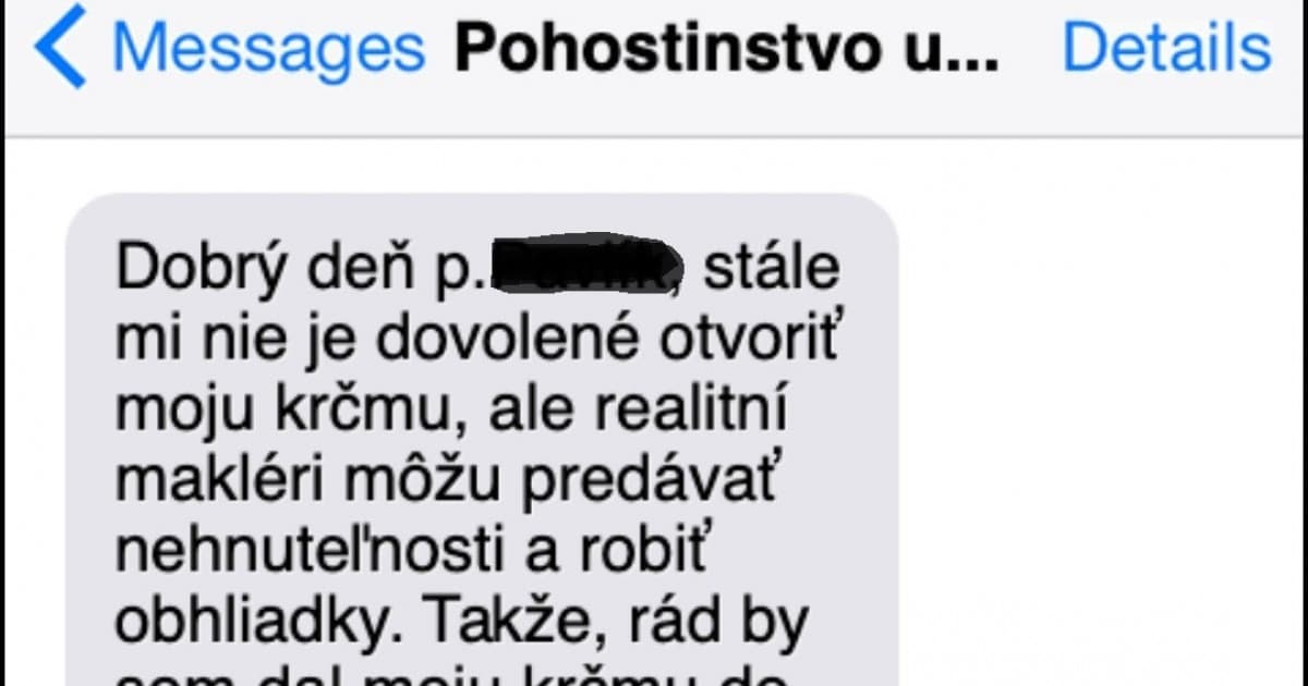Majiteľ krčmy dostal nápad, písal do realitnej kancelárie