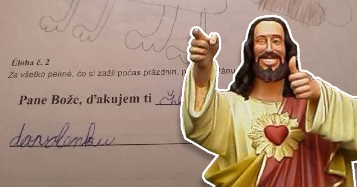 Našla starý zošit z náboženstva svojho syna, vtedy druháka. Odpovede na niektoré úlohy ju dobre pobavili
