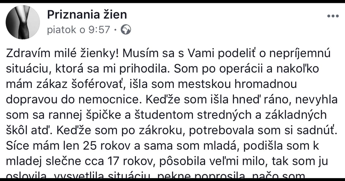 Neznáma Slovenska svojim trpkým zážitkom zo Žiliny nastavuje zrkadlo dnešným tínedžerom