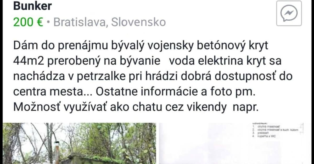 Rastislav svojim inzerátom baví celé Slovensko. Ponúka na prenájom vojenský kryt