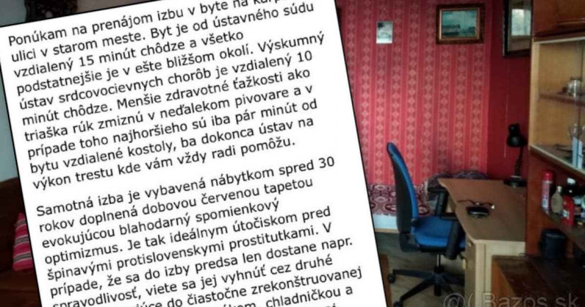 V Košiciach ponúkajú izbu pre predsedu Ústavného súdu. TOP inzerát!