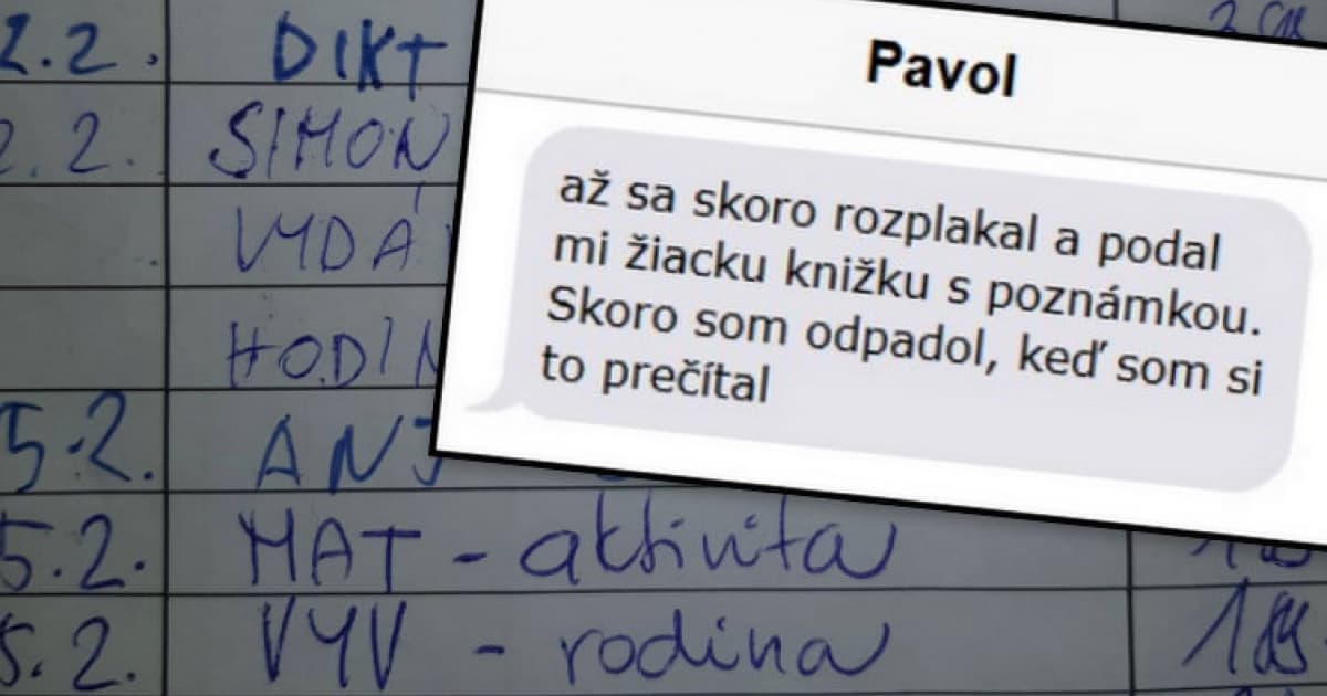 Syn prišiel domov smutný. Dostal poznámku. Keď si ju prečítal, skoro odpadol