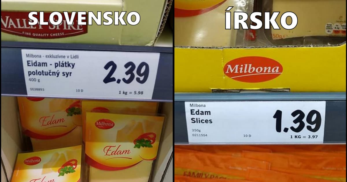Ak sú ceny potravín u nás a v Írsku. Tie isté produkty, ten istý obchod!