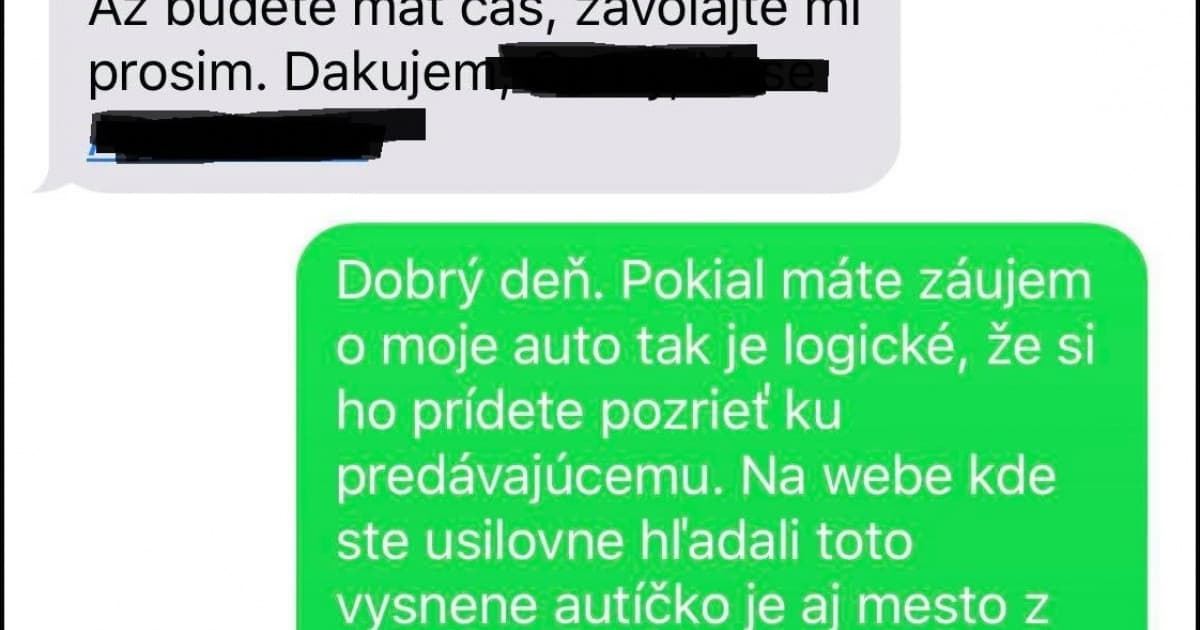 Lukáš predáva auto. Ozvala sa mu známa spoločnosť. Tak im slušne odpísal