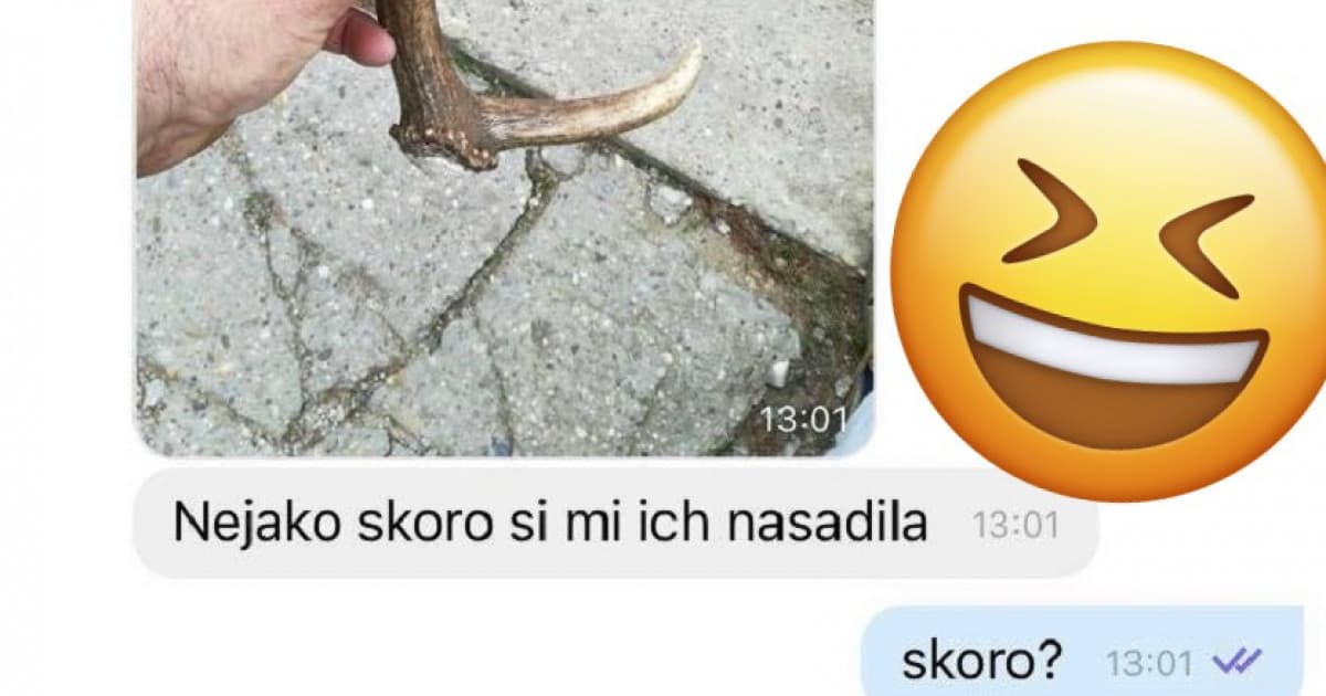 Našiel na záhrade parohy a hneď písal žene. Tá si ho vychutnala