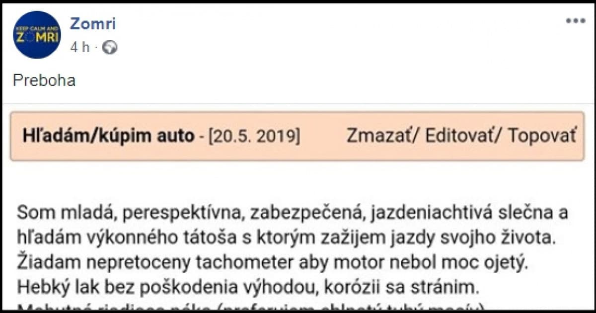 Chcela len napísať kreatívny inzerát na auto. Dnes baví celé Slovensko!