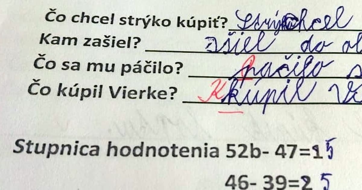 Aj takto môže dopadnúť koncoročná písomka zo slovenčiny