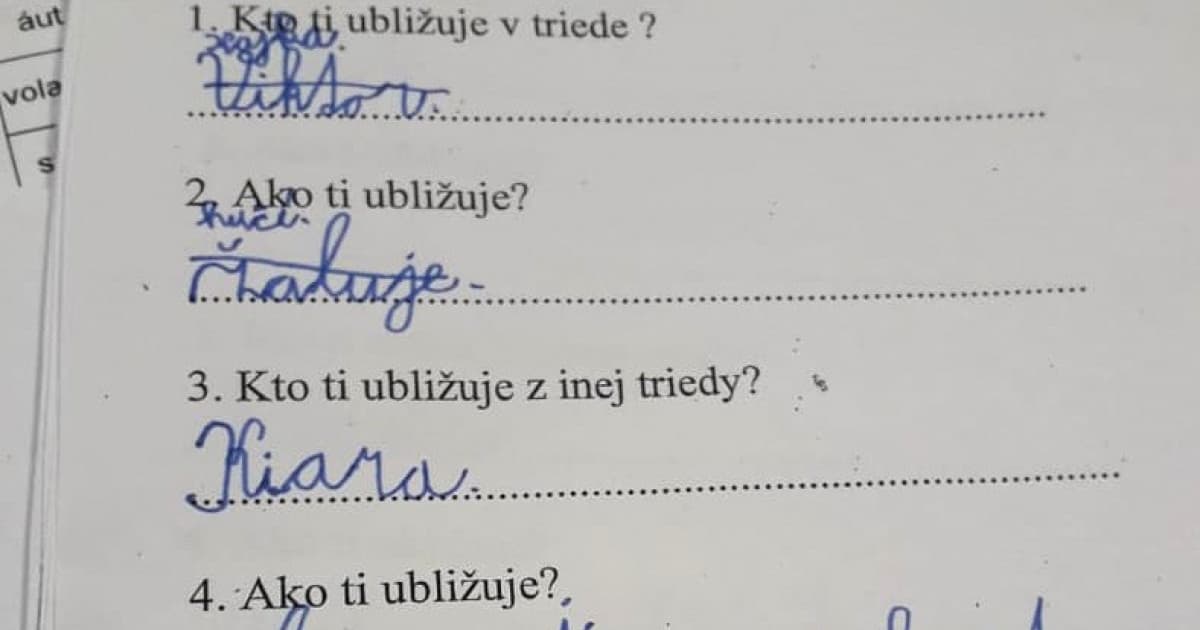 V škole mal vyplniť dotazník o šikane. Doma sa celkom pobavili!