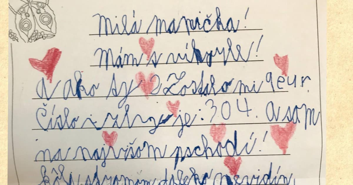 Prišiel jej krásny list od syna zo školy v prírode. Je to malý finančník!