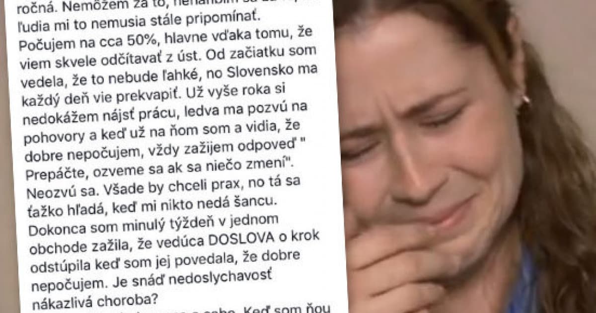 Mladá nepočujúca Slovenka napísala status, ktorý by sa mal prečítať každý
