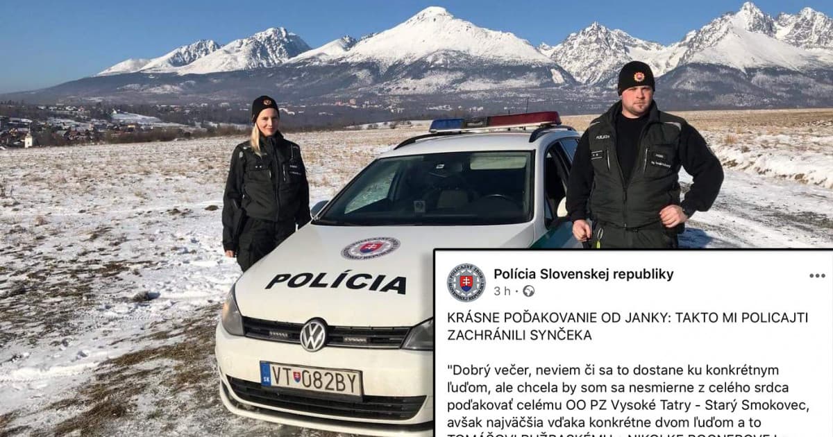 Policajti z Vysokých Tatier zachránili Jankinmu synovi život. Tá sa im na Facebooku poďakovala krásnymi slovami