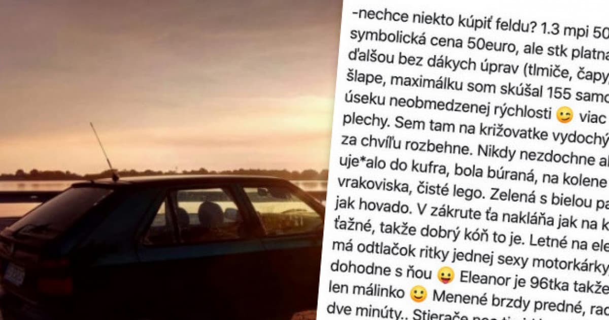 Inzerát s príbehom. Predáva svoju feldu za 50 eur: „Je to moja Eleanor. Mustang jak hovado“