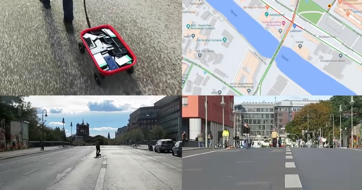 Tento pán chodí s vozíkom plným mobilov, aby umelo vytváral zápchy v Google Maps