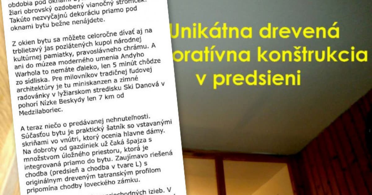 Keď sa s inzerátom naozaj slovne vyhráš: „Kúpte si 3 izbový byt za cenu garáže v Bratislave“