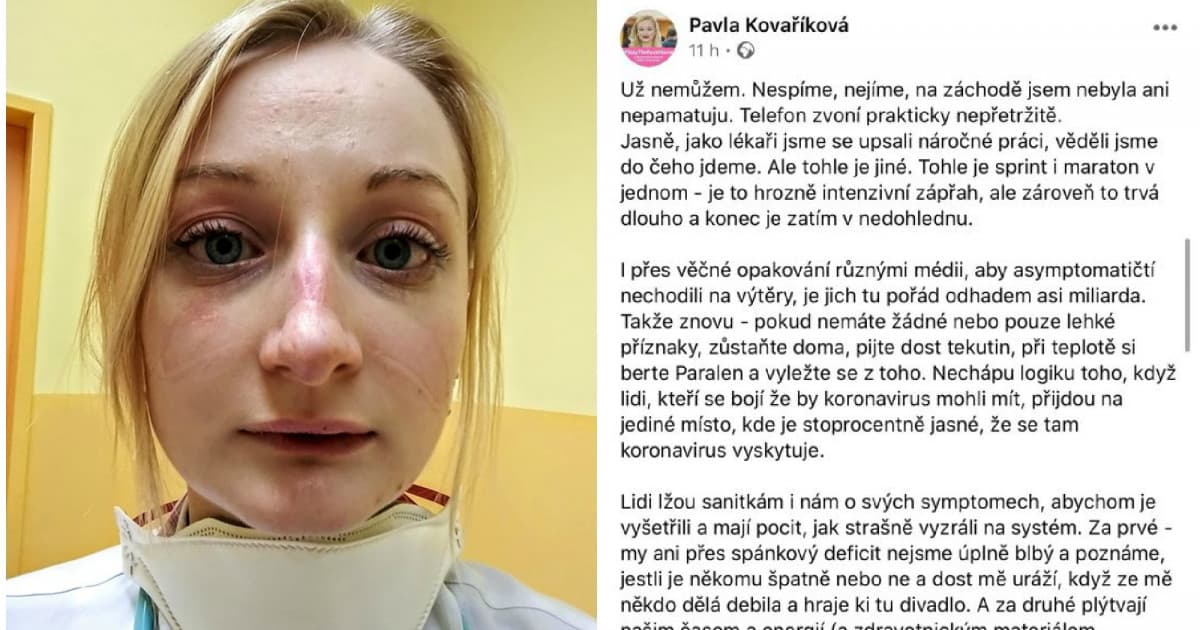 Zo statusu českej lekárky mrazí: "Nespíme, nejíme, na záchodě jsem nebyla ani nepamatuju"