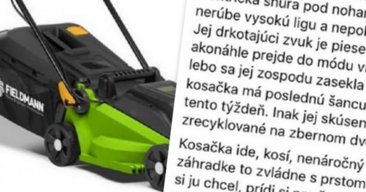 Táňa daruje kosačku. Napísala k tomu úžasný text: „Naučí vás láske, trpezlivosti aj obratnosti“