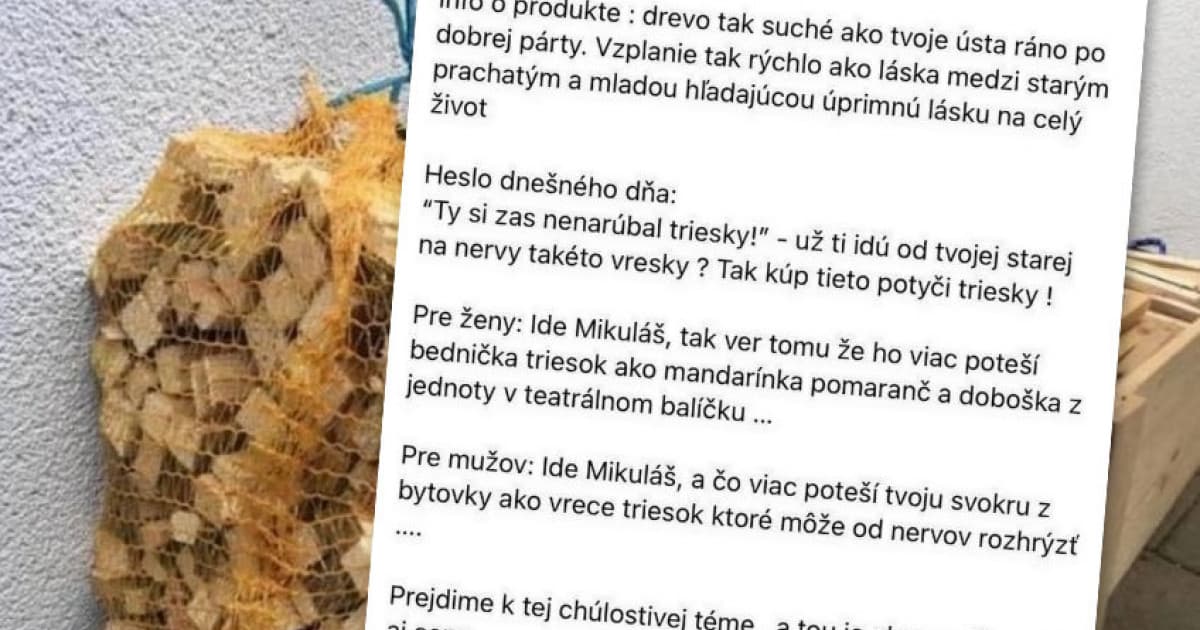 Inzerát na drevo baví celý internet: „Ako nás v čiernom Martine humor neopúšťa“